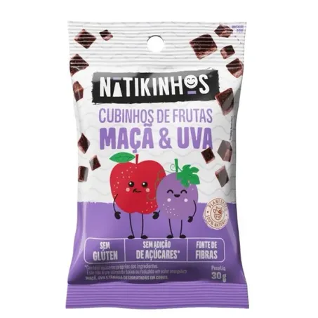 CUBINHOS DE MAÇA E UVA 30G - NATIKOS