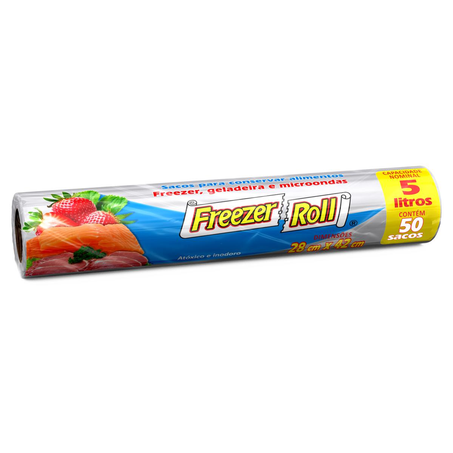 Saco para Freezer Roll 5 Litros - Com 50 Unidades