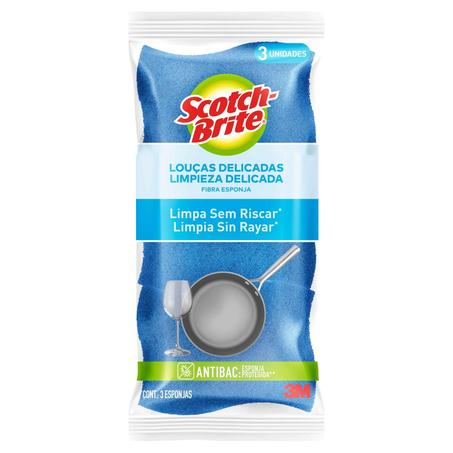 Esponja Scotch-Brite Não Risca - Azul - Leve 3, Pague 2 Esponjas