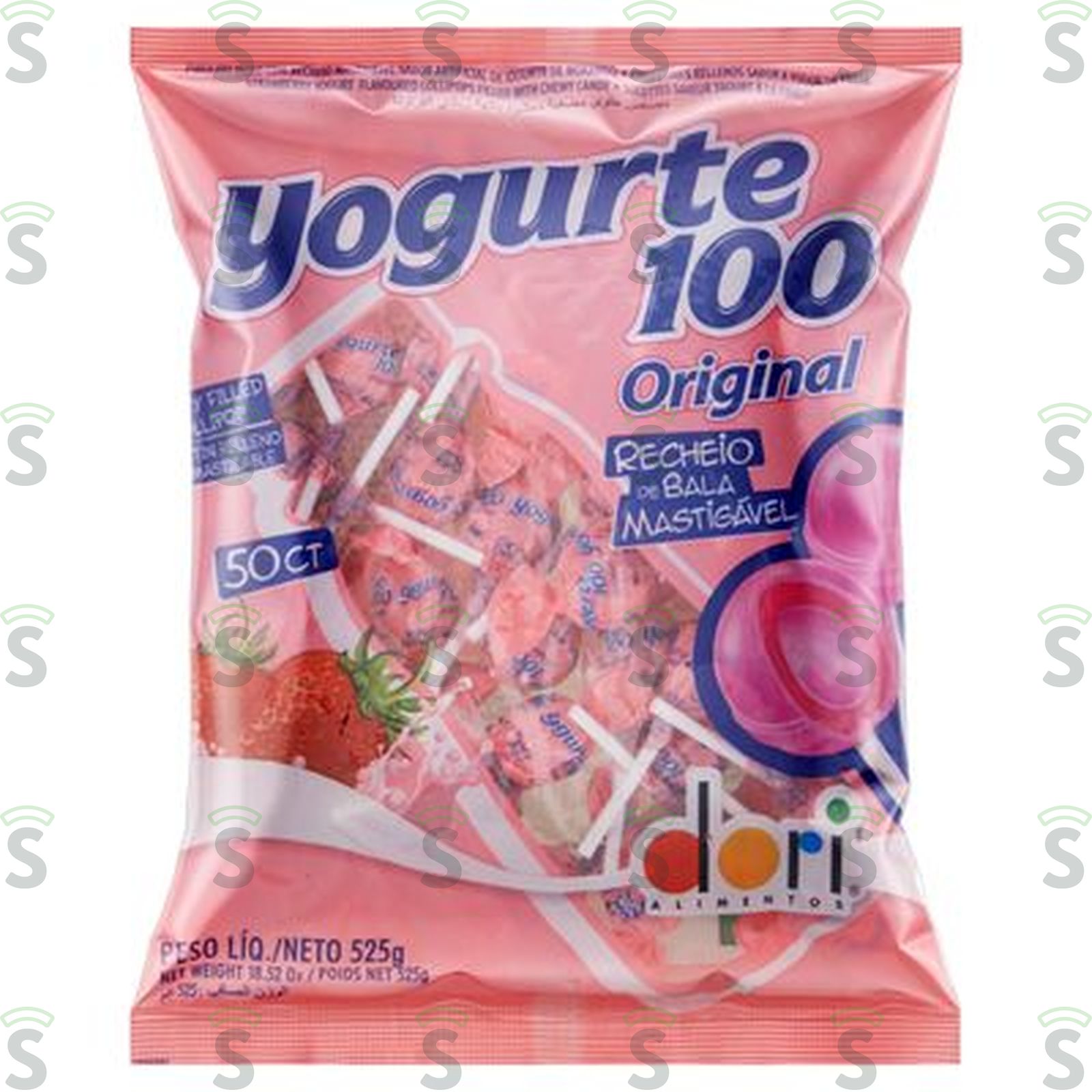 Pirulito Dori de Yogurte 100 Morango Pacote 525g