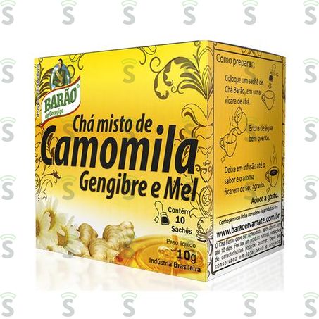 Chá Misto Barão de Cotegipe Camomila Gengibre e Mel Caixa Com 10un - 10gr