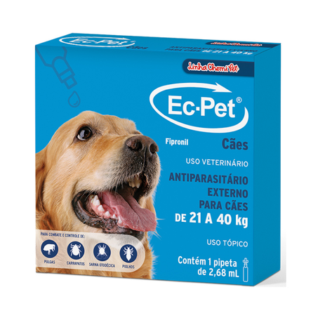 Antipulgas e Carrapaticida Ec-Pet Chemitec para Cães de 21 a 40kg 2,68 ml