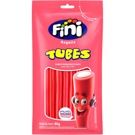 Regaliz Tubes Fini 80g - Morango