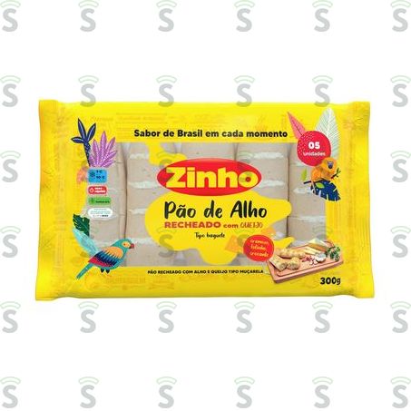  Pão de Alho Zinho Tradicional Com Queijo Baguete 300g