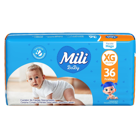 Fralda Mili Baby Mega Tam. XG - Com 32 Fraldas