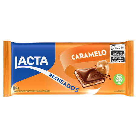 Chocolate Lacta 104g - Ao Leite com Recheio de Caramelo