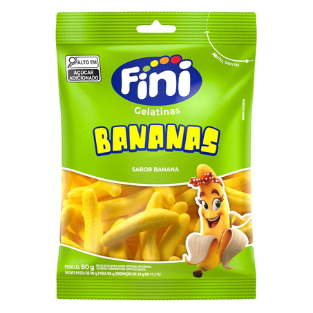 Bala de Gelatina Fini 80g - Bananas
