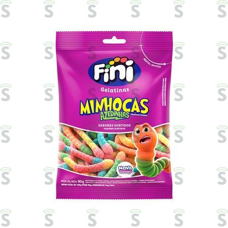  Bala Gelatina Fini Minhocas Cítricas 100g