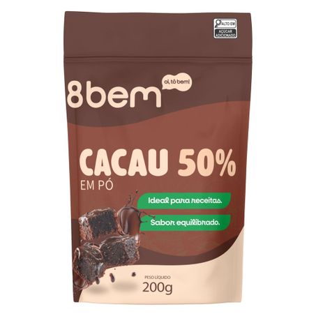 Cacau em pó 8bem 50% pacote 200g