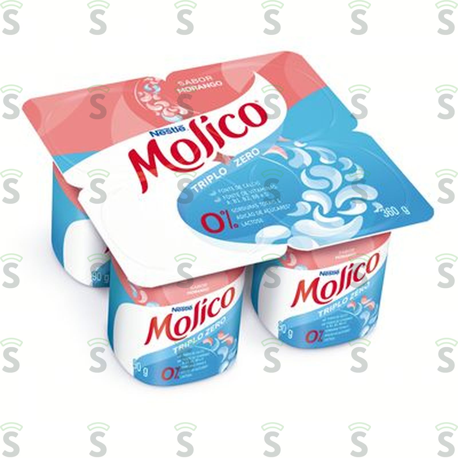 Iogurte Morango Zero Lactose Molico Bandeja 4 Unidades 360G