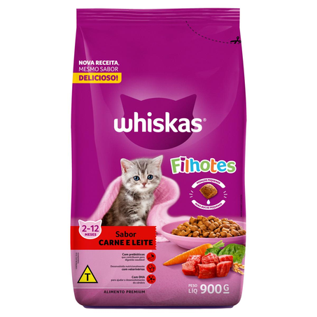 Ração Whiskas 900g - Filhotes - Carne