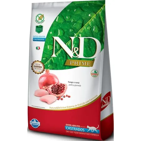 Ração Farmina N&D Prime para Gatos Castrados Sabor Frango e Romã 400Gr