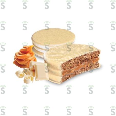  Alfajor White Com Recheio de Doce de Leite Coberto Com Chocolate Branco Pacote 40g