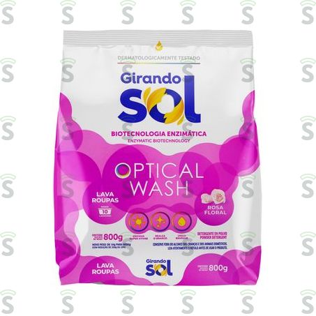  Lava-roupas Pó Rosa Floral Girando Sol Optical Wash Pacote 800g
