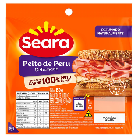 Peito de Peru Seara 150g - Fatiado