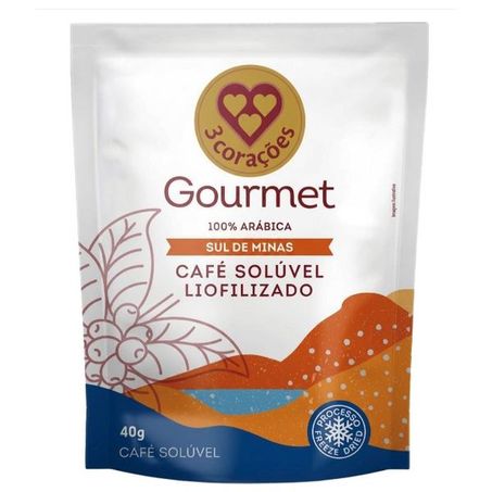 CAFÉ SOLÚVEL LIOFILIZADO 3 CORAÇÕES GOURMET 100% ARÁBICA SUL DE MINAS SACHÊ 40G
