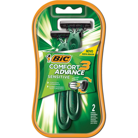 Aparelho de Barbear Bic Comfort 3 Pele Sensível - Com 2 Aparelhos