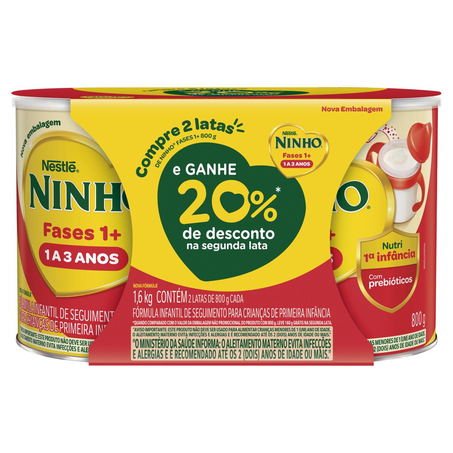 Kit Formula Infantil Ninho Fases Com 2 Latas de 800g cada - Fases 1+