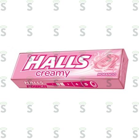  Bala Halls Creamy Morango Embalagem 28g