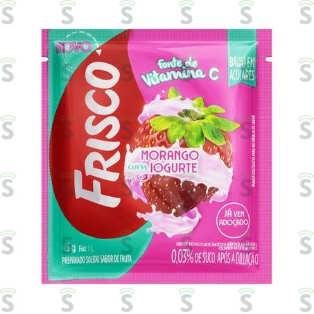  Refresco Em Pó Morango Com Iogurte Frisco Pacote 25g
