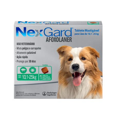 NexGard Antipulgas e Carrapatos para Cães de 10,1 a 25kg 1 tablete