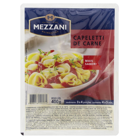 Massa Recheada Mezzani 400g - Capeletti - Carne