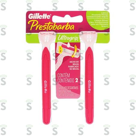  Aparelho Descartável Para Depilar Cabeça Móvel Gillette Prestobarba Ultragrip 2 Unidades