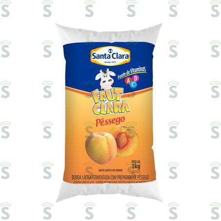  Bebida Láctea Santa Clara Frut Pêssego Saco 1lt