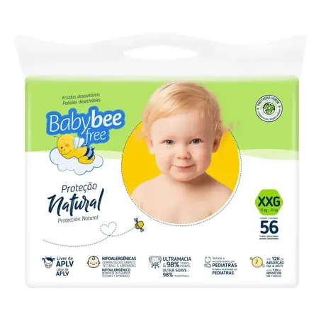 Fralda Baby Bee Free Proteção Natural XXG 56un