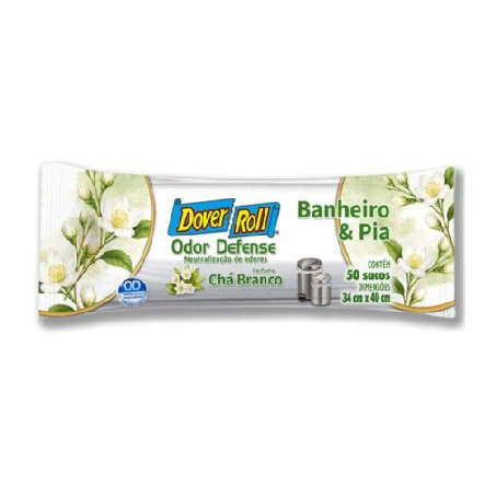 Saco P/Lixo Banheiro e Pia Dover Roll Odor Defense Chá Bco C/50