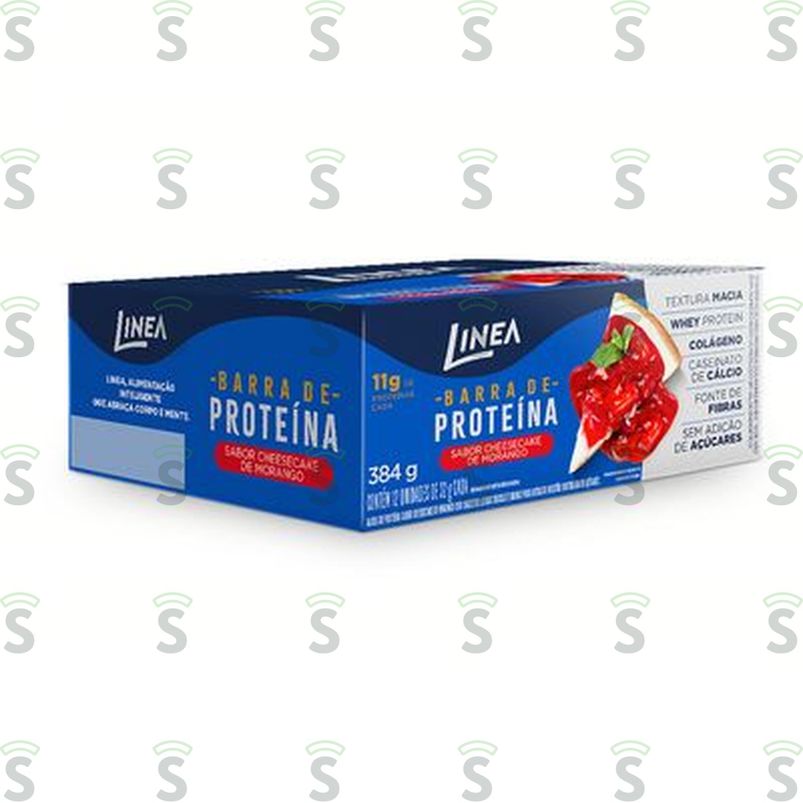 Barra de Proteína Cheesecake de Morango Cobertura Chocolate Branco Linea Pacote 32G