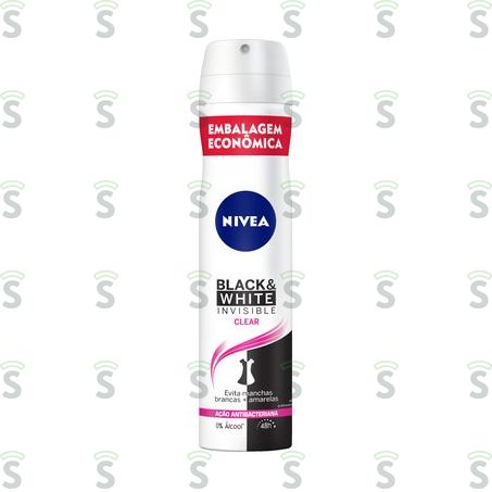  Antitranspirante Aerosol Nivea Invisible For Black & White Clear Frasco Spray 200ml - Embalagem Econômica