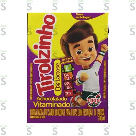  Bebida Láctea Uht Tirol Tirolzinho Chocolate Zero Lactose Caixa 200ml