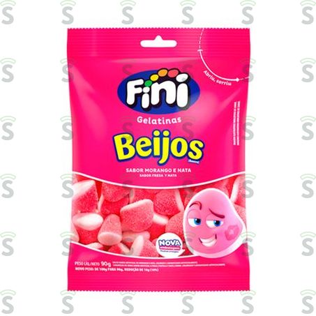  Bala Gelatina Fini Beijos Morango 100g