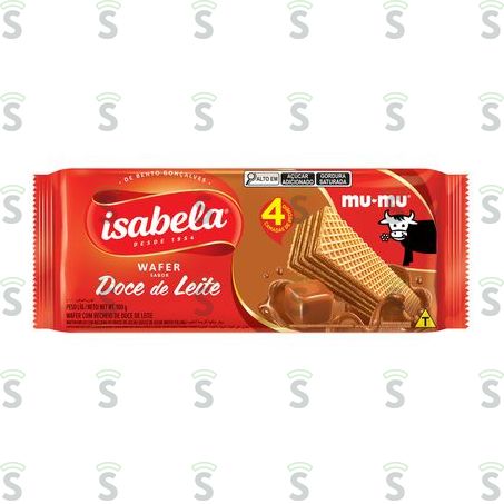  Biscoito Wafer Recheio Doce de Leite Isabela Pacote 100g