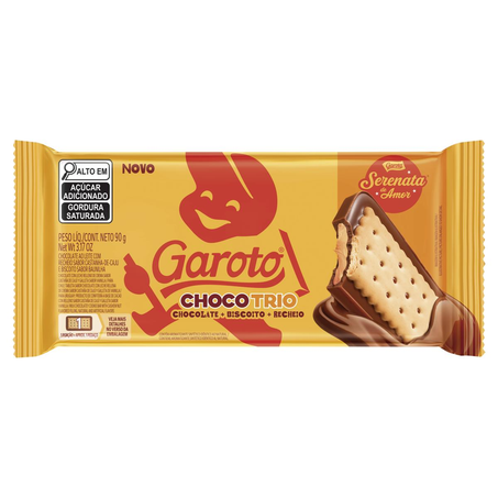 Chocolate Garoto 90g - Trio - Serenata - Recheado - Castanha de Caju