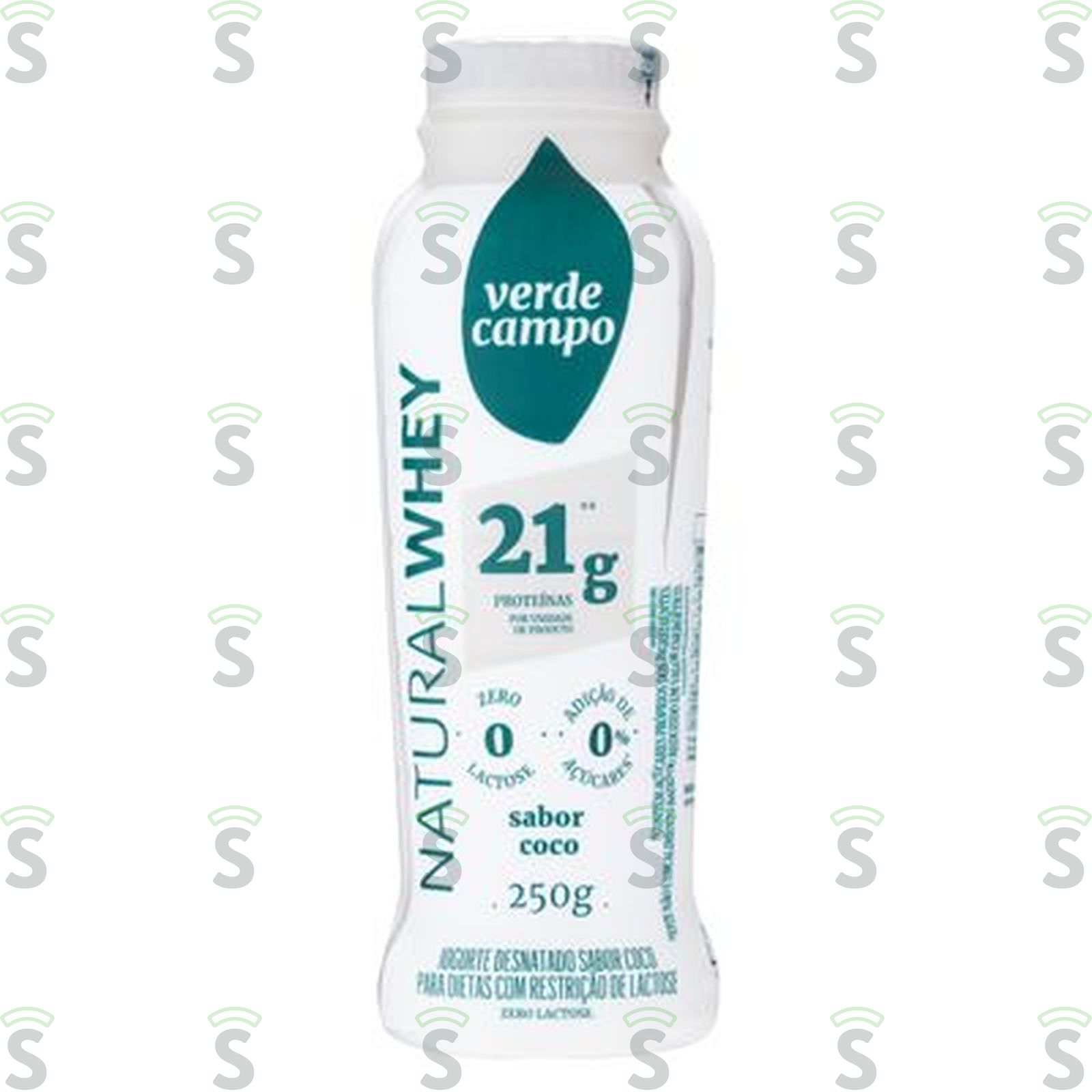 Iogurte Desnatado Coco Zero Lactose Verde Campo Natural Whey 21g de Proteína Frasco 250g