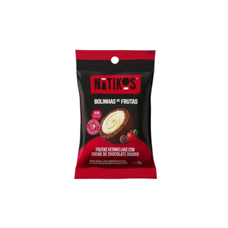 BOLINHA FRU VERM CHOCO BRANCO 30G - NATIKOS