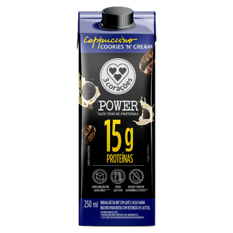 Bebida Láctea 3 Corações  250ml - 15g de Proteinas - Cook Power Whey