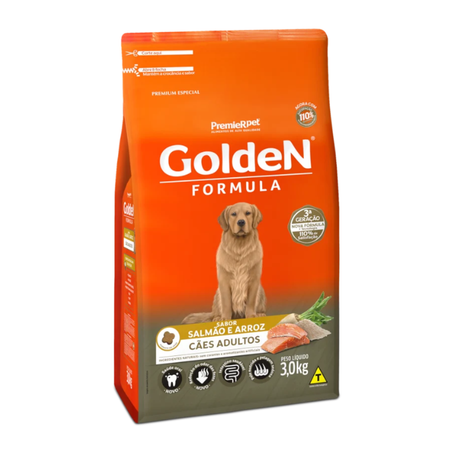Ração Golden Fórmula para Cães Adultos Sabor Salmão e Arroz 15Kg