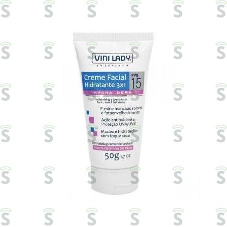  Creme Facial Hidratante Vinilady 15 Fps Squeeze 50gr