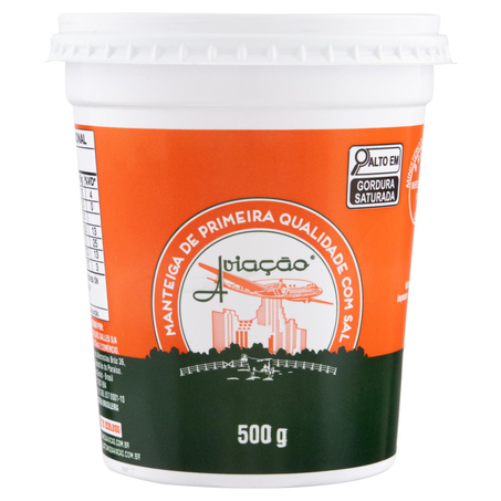 Manteiga Aviação 500g - Com Sal - Pote