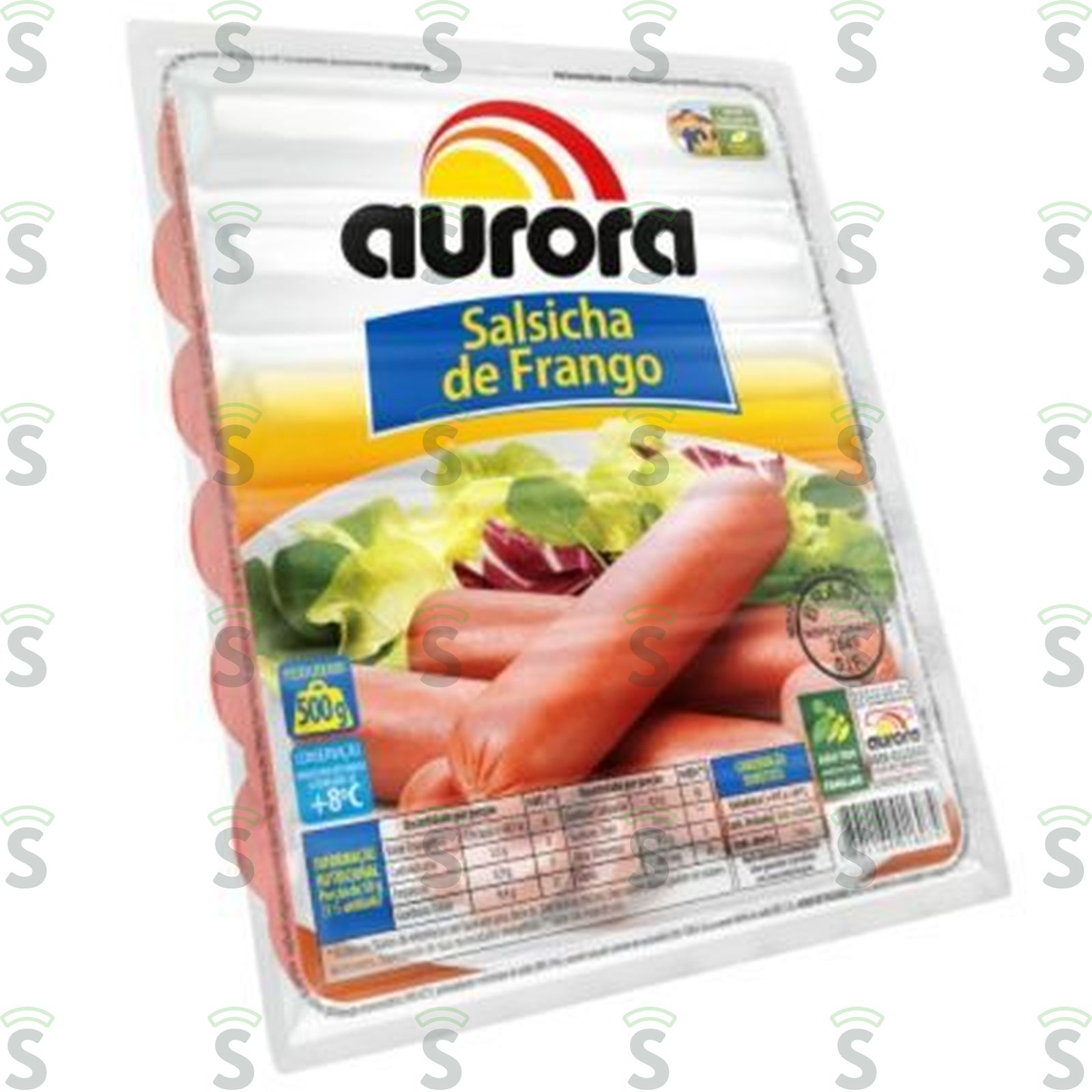 Aurora-salsicha 500g frango .