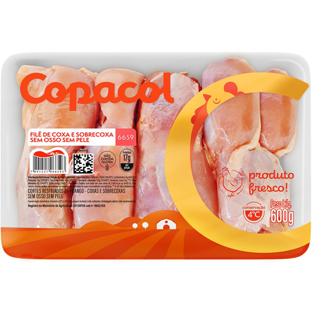 Coxa com Sobrecoxa Sem Osso e Pele 600g - Resfriada