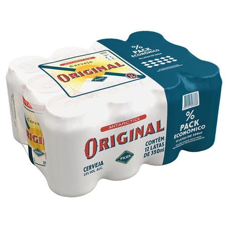 Cerveja Antarctica Original 350ml - Pack com 12 Latas
