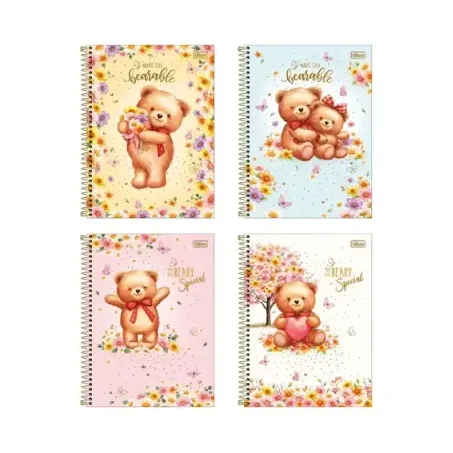 Caderno tilibra espiral love bears 80f