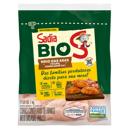 Meio da Asa Sadia 1Kg - Bio - IQF