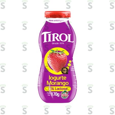  Iogurte Tirol Zero Lactose Sabor Morango Embalagem 170g