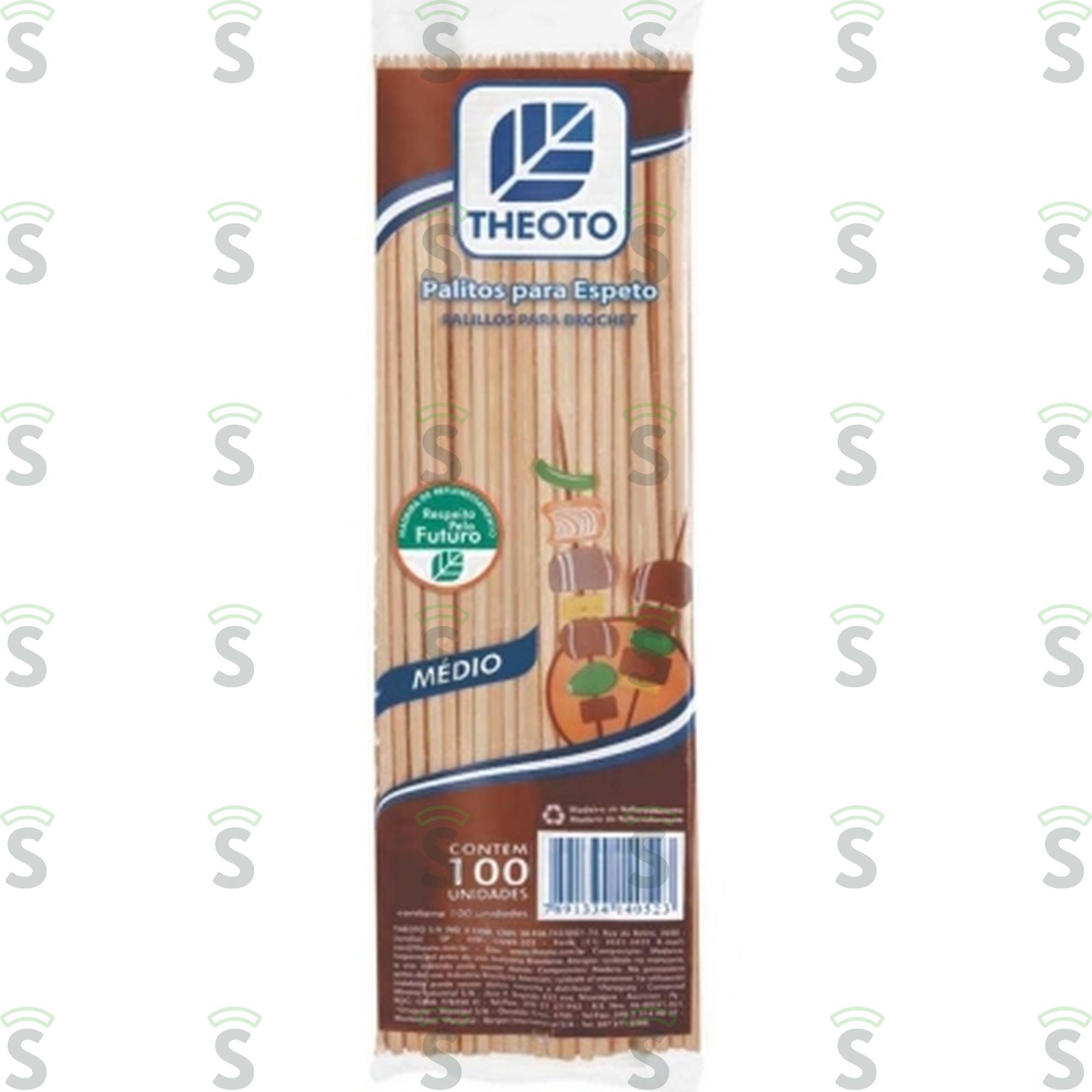 Espeto Madeira Theoto Embalagem 100UN
