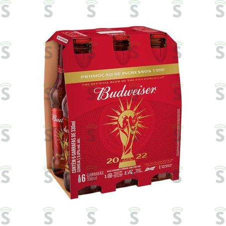  Cerveja Budweiser Long Neck Garrafa 350ml - Pacote Com 6un - 2.1lt